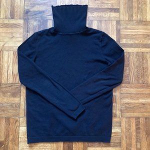 Talbots Cotton Blend Long-sleeved Turtleneck Shirt in Black Size Petite/Small